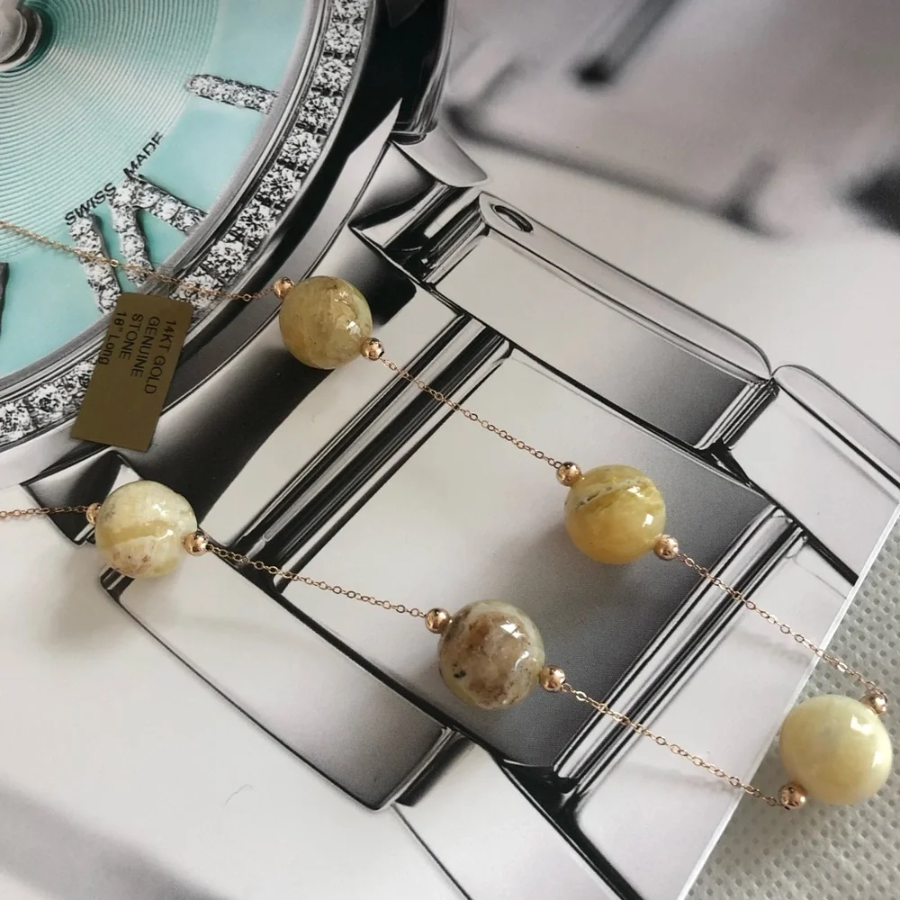 Necklace—14KT Gold Genuine Stone